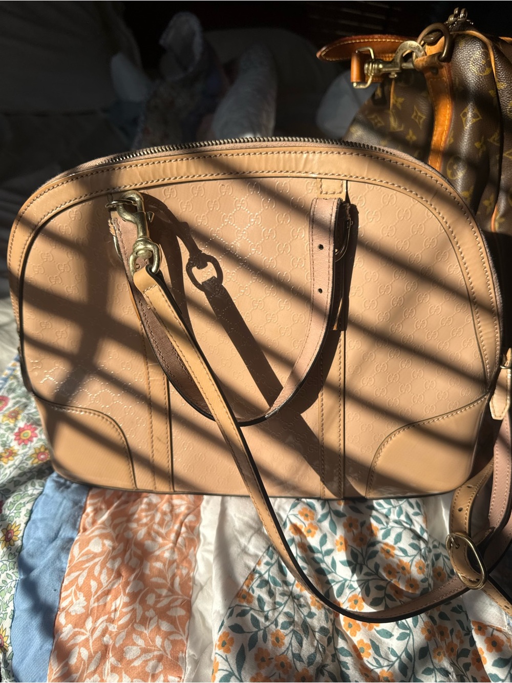 Gucci patent leather tote bag